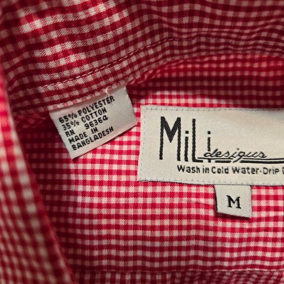 MiLi Designs Women's Red/White Button Up Blouse/Top Embellished Christmas Size M - Picture 9 of 10